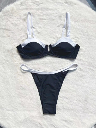 Bikini noir contrasté sculptant – Elina