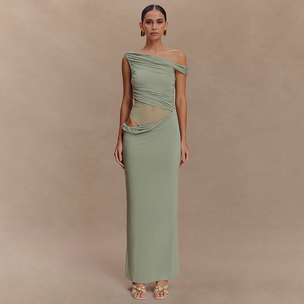 Robe Longue Drapée Asymétrique - Kalya