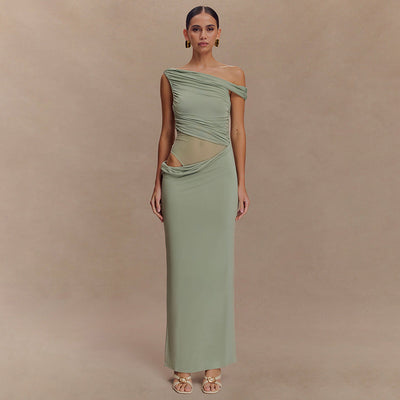 Robe Longue Drapée Asymétrique - Kalya