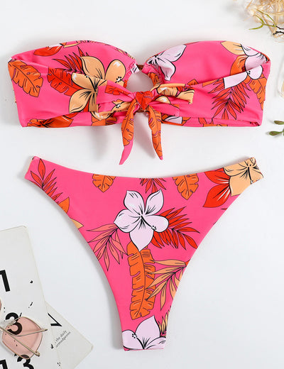 Bikini Push-up Sans Bretelles Fleuri - Rosanna