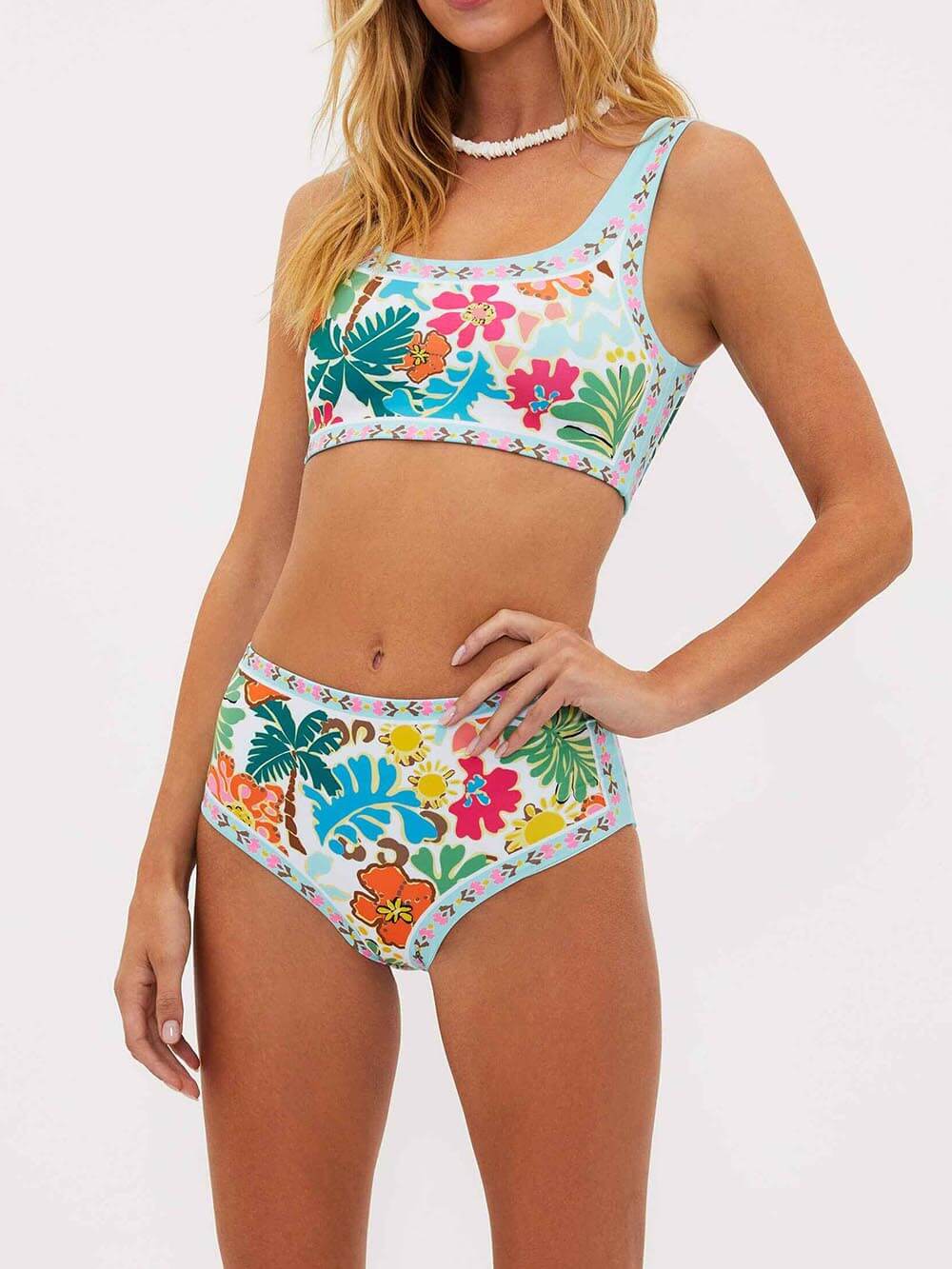 Bikini Fleuri Taille Haute Maintien – Emmia