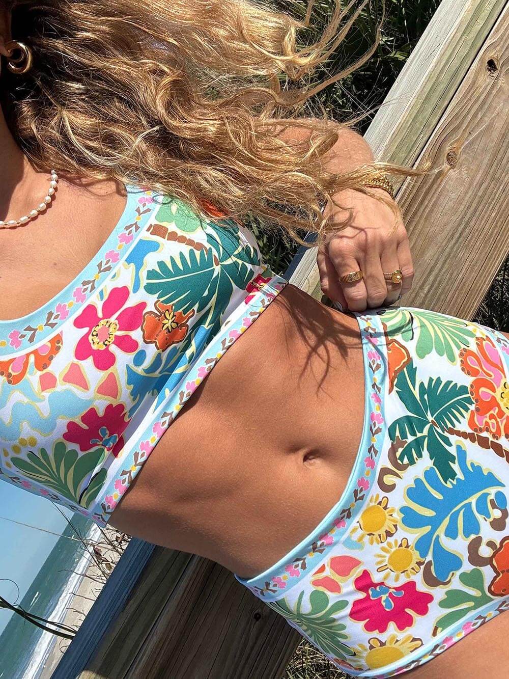 Bikini Fleuri Taille Haute Maintien – Emmia