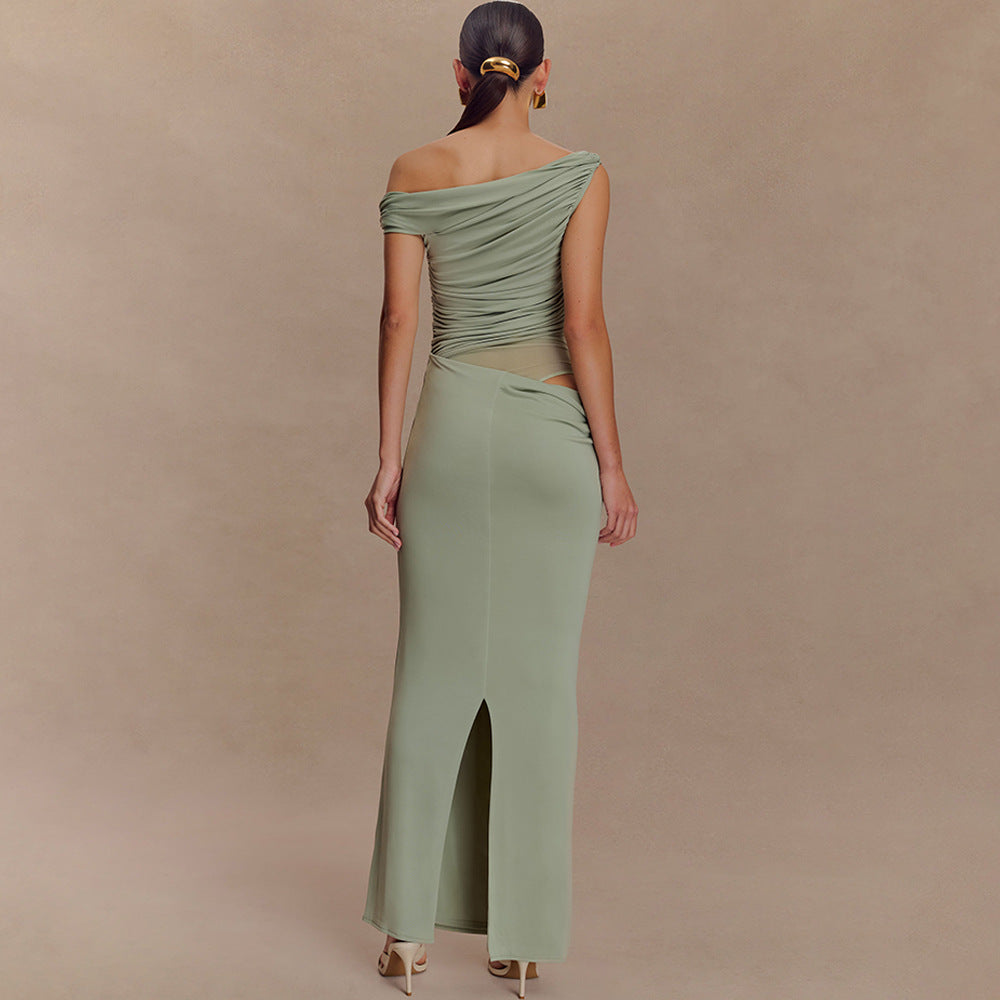 Robe Longue Drapée Asymétrique - Kalya