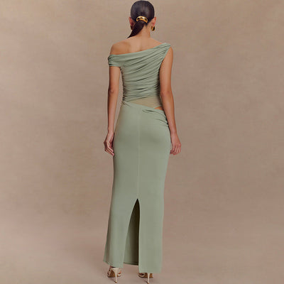 Robe Longue Drapée Asymétrique - Kalya