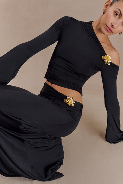 Ensemble Jupe Longue Taille Haute et Top Manches Longues Évasées - Wilma