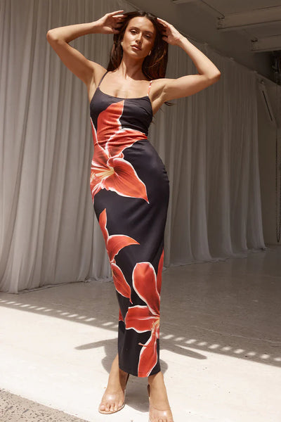Robe Fleurie Fendue Dos Nu – Thalina