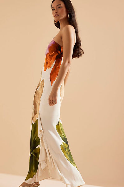 Robe asymétrique fleurie - Aurelia