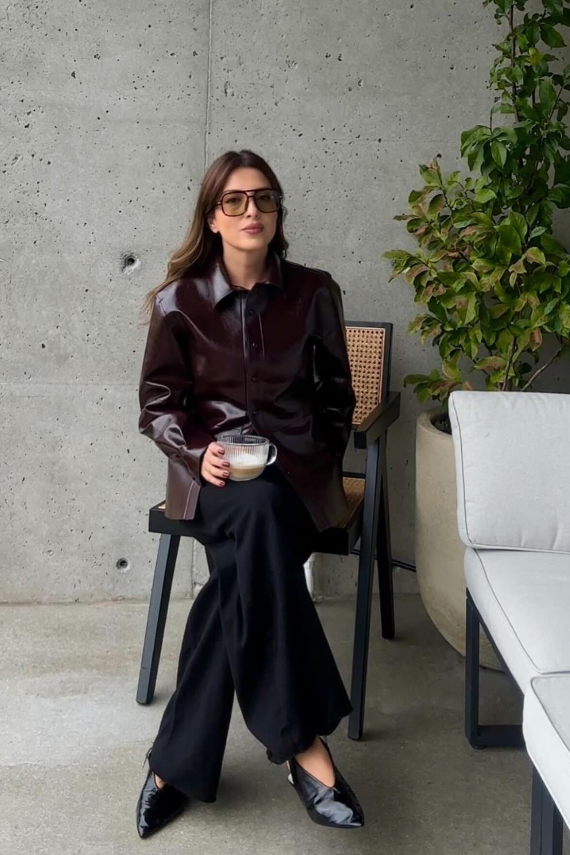 Ensemble simili-cuir bordeaux - Monica