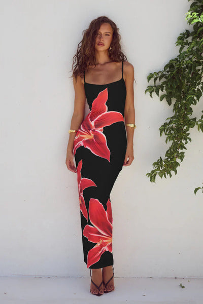 Robe Fleurie Fendue Dos Nu – Thalina