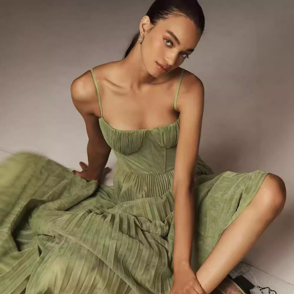Robe Midi Bustier Plissée - Loriana