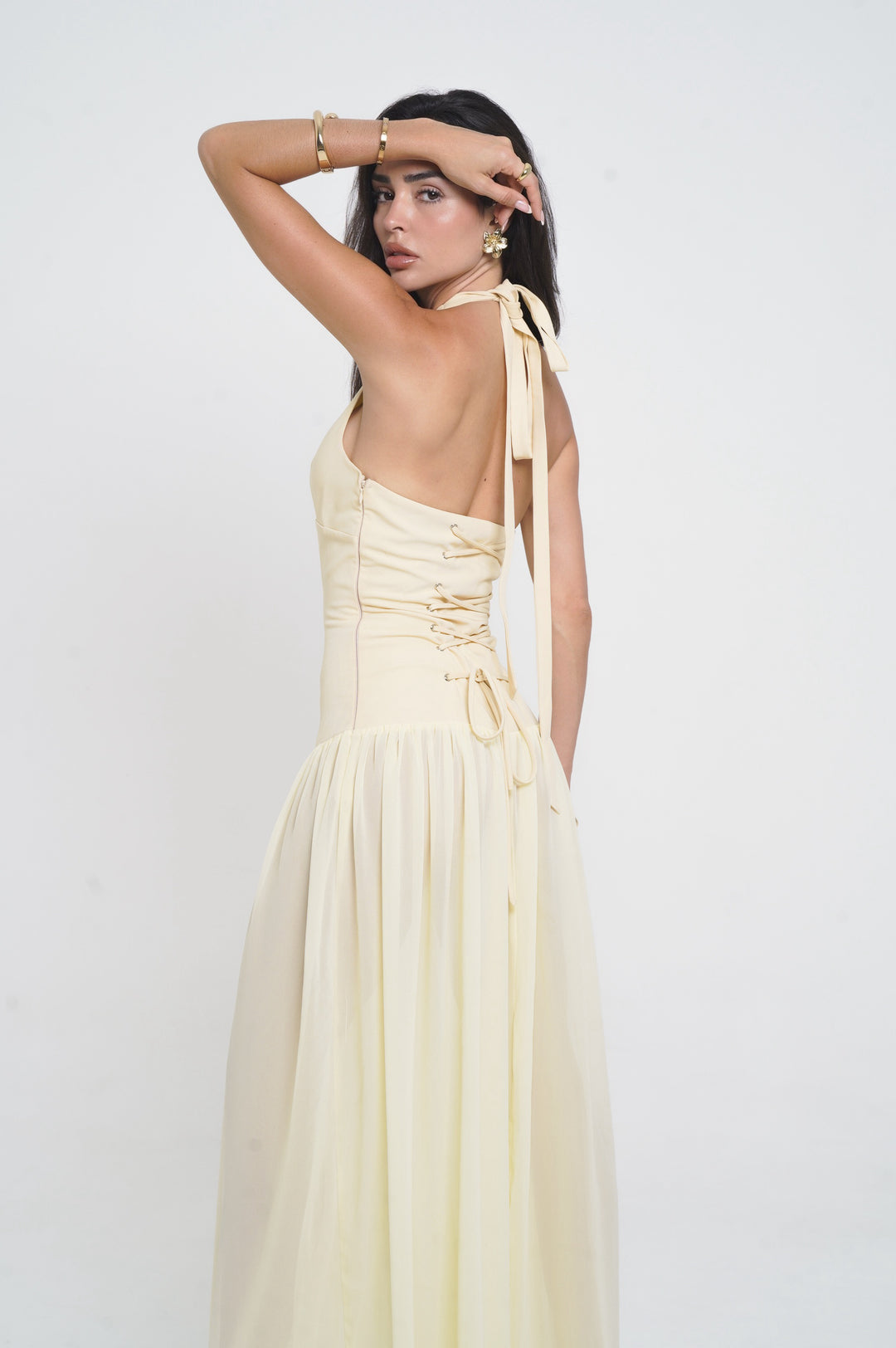 Robe Dos Nu Plissée Longue - Nora