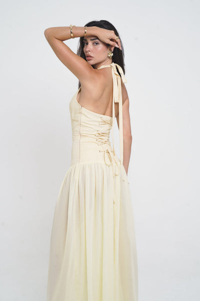 Robe Dos Nu Plissée Longue - Nora