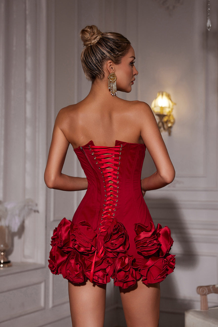 Mini robe corset fleurs 3D – Alira