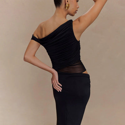 Robe Longue Drapée Asymétrique - Kalya