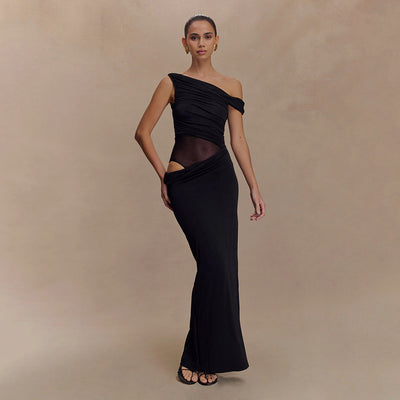 Robe Longue Drapée Asymétrique - Kalya