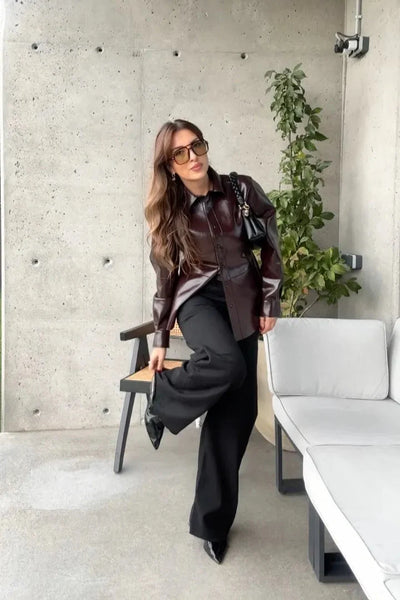 Ensemble simili-cuir bordeaux - Monica