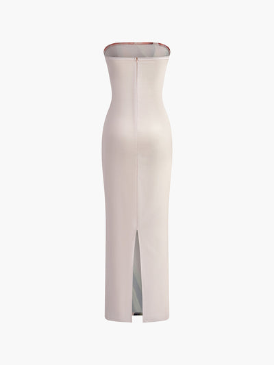 Robe Longue Satinée Fleurie – Olympya