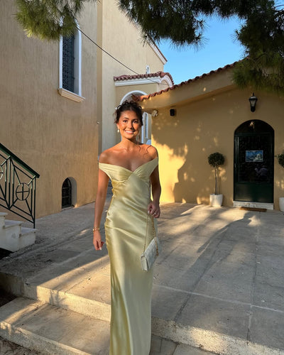 Robe Longue Dos Nu En Satin - Lea