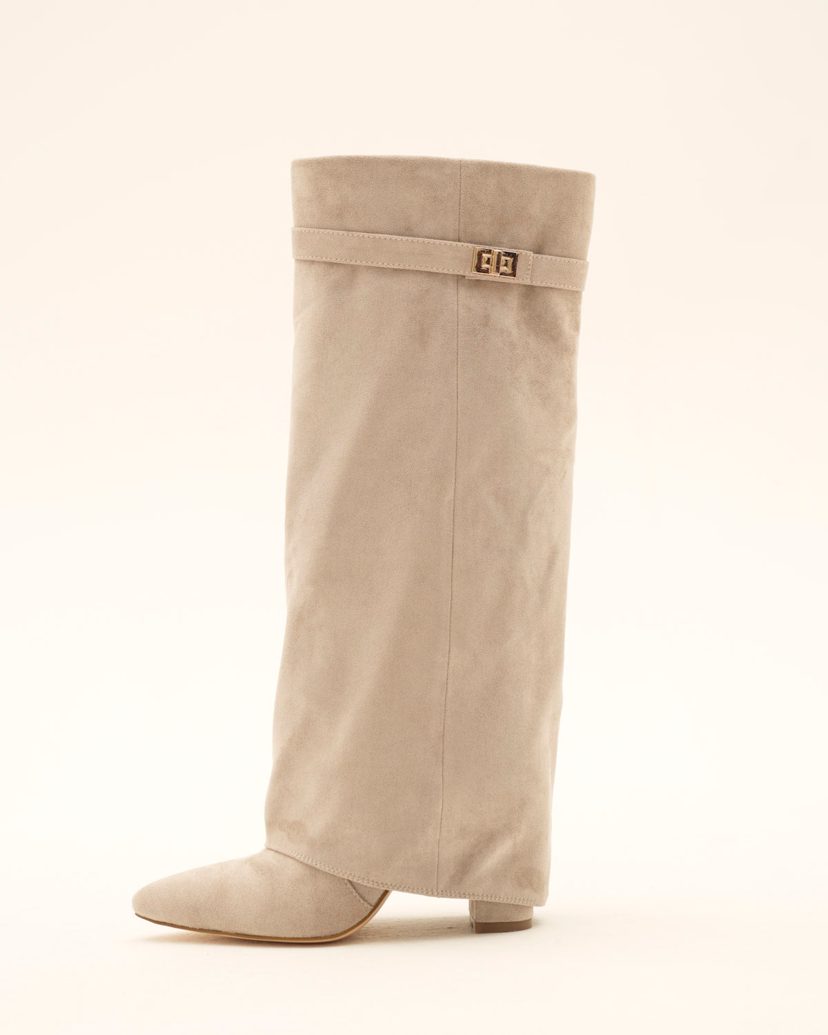 Bottes beige à talon suédine - Amara