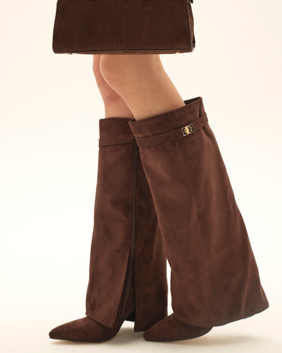 Bottes marron à talon suédine - Amara