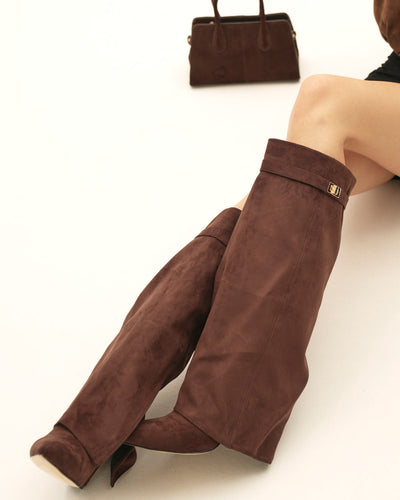 Bottes marron à talon suédine - Amara