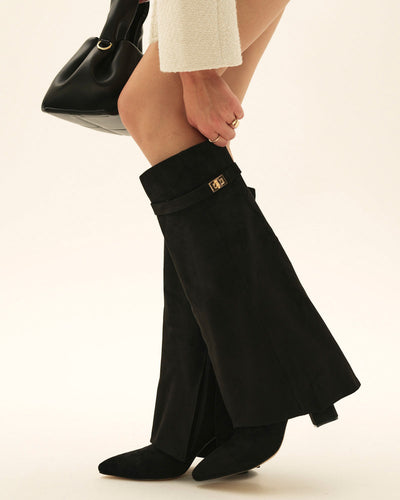 Bottes noires à talon suédine - Amara