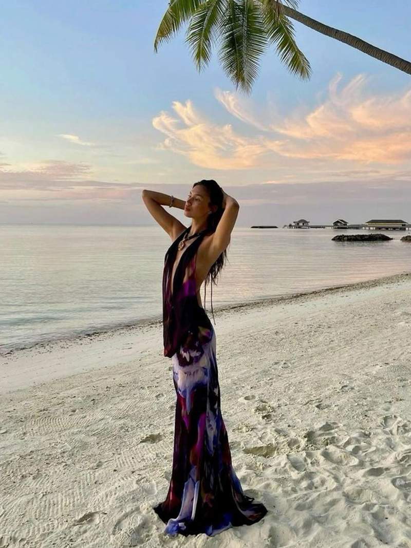 Robe dos nu imprimée fluide – Kaïla