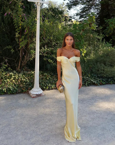 Robe Longue Dos Nu En Satin - Lea