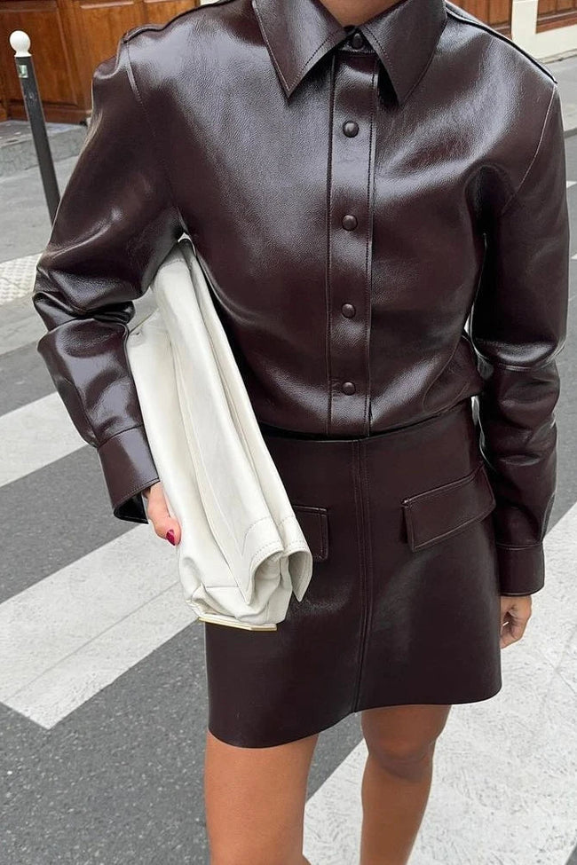 Ensemble simili-cuir bordeaux - Monica