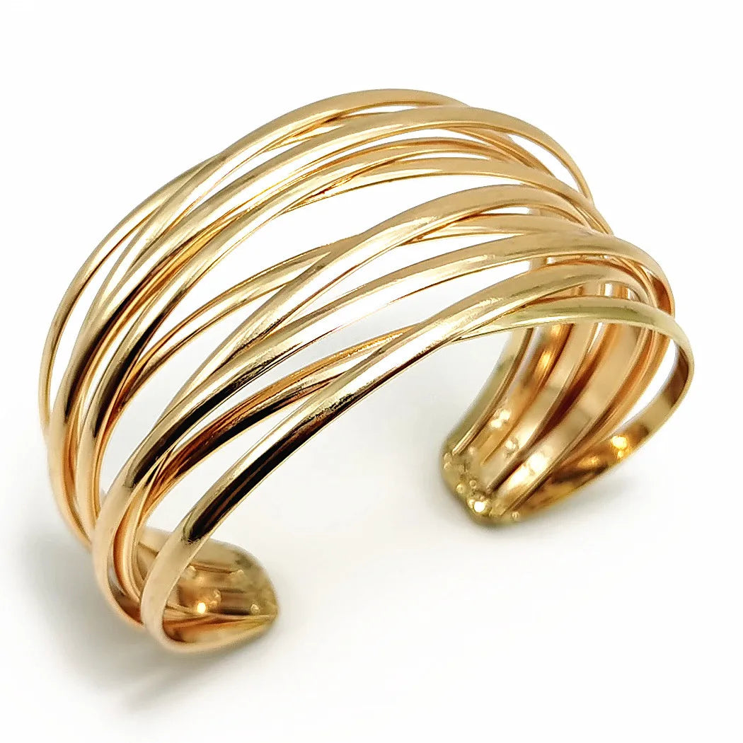 Bracelet manchette fils plaquage or