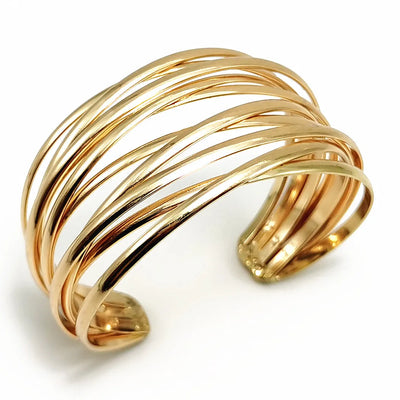 Bracelet manchette fils plaquage or