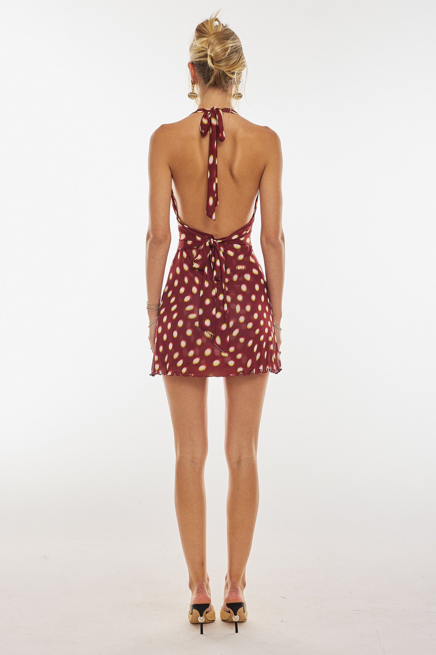 Mini-Robe d'Été Dos-Nu Rouge à Pois – Anna