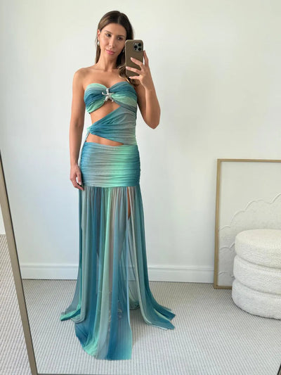 Robe Longue Drapée Fendue - Ilana