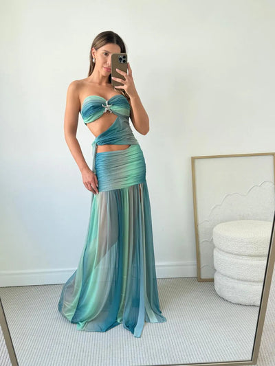 Robe Longue Drapée Fendue - Ilana