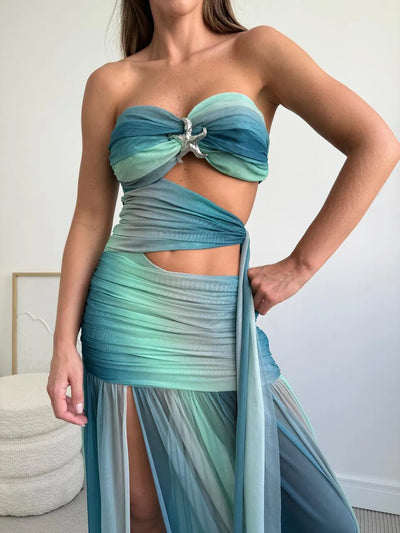 Robe Longue Drapée Fendue - Ilana